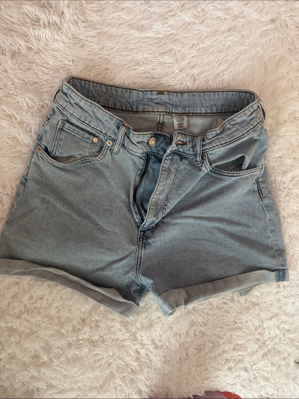 H&M Classic High-Rise Light Blue Denim Shorts